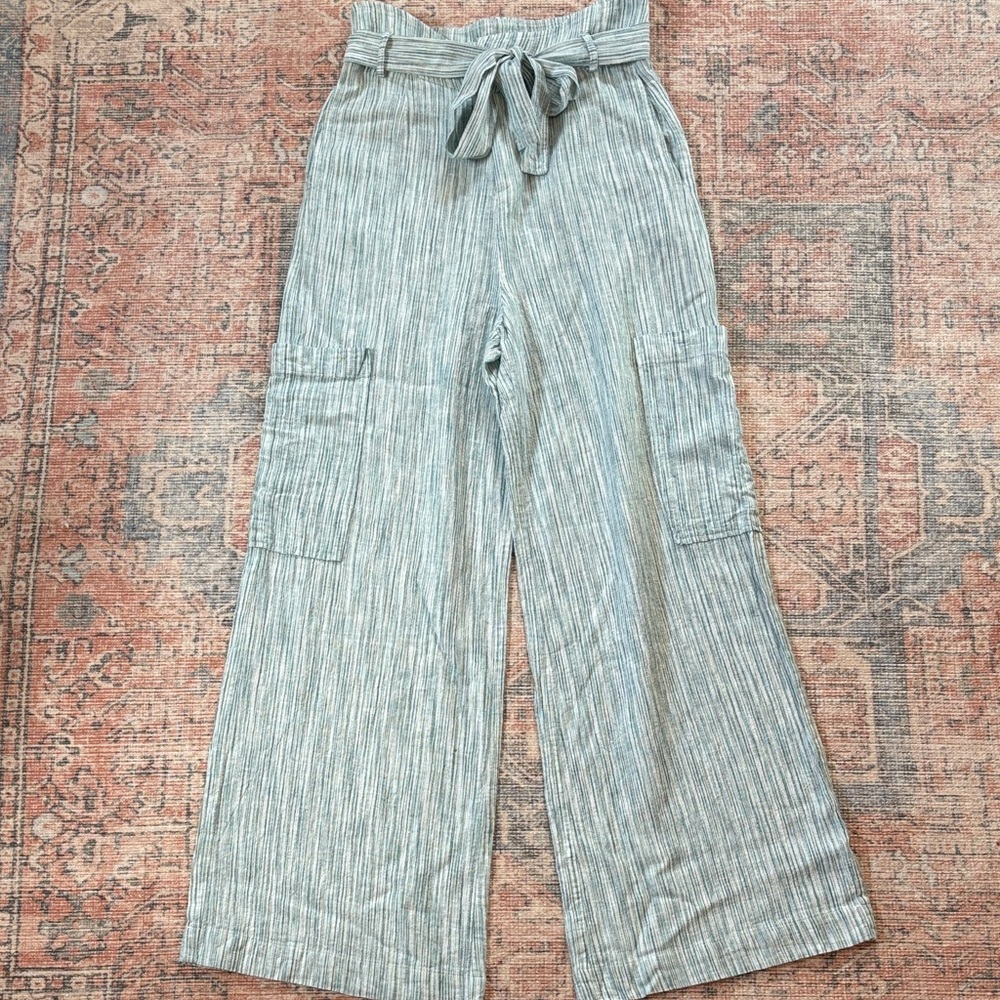 DREW by Anthropologie High-Waisted Striped Wide-Leg Pants Size Small